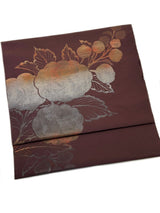 【期限特典/限定1点】最終/紅子所有で絶賛！至宝の 手織西陣織 名古屋帯　紫鳶地に蒔絵風光琳菊　 - 木下着物研究所