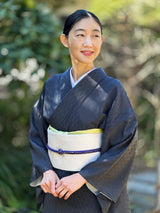 【早期特典/1点限定】女将も愛用！憧れのシャリ感 伝統的工芸品 十日町明石縮 立涌/留紺（とまりこん）　 ※手縫いマイサイズ仕立て - 木下着物研究所