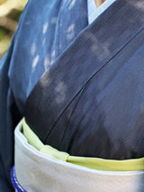 【早期特典/1点限定】女将も愛用！憧れのシャリ感 伝統的工芸品 十日町明石縮 立涌/留紺（とまりこん）　 ※手縫いマイサイズ仕立て - 木下着物研究所