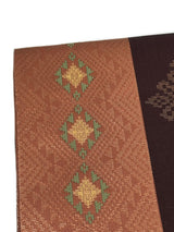 【期限特典/限定1点】最終/紅子愛用で絶賛！至宝の手織西陣織 本袋帯 茶地に縦菱モール紋 - 木下着物研究所