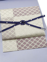 【限定１点/見える福袋20万円←50万円相当】⑦色無地/淡藤色　名古屋帯/変わり市松七宝 白地に紅藤濃淡 　帯締/花紺青　2026年初商 - 木下着物研究所