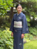 【新作/7-10まで特典】大人のオシャレ着・絞り綿小紋 瑞雲 青鼠　※手縫いマイサイズ [紅衣オリジナル]