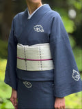 【新作/7-10まで特典】大人のオシャレ着・絞り綿小紋 瑞雲 青鼠　※手縫いマイサイズ [紅衣オリジナル] - 木下着物研究所
