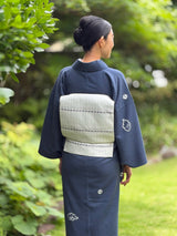 【新作/7-10まで特典】大人のオシャレ着・絞り綿小紋 瑞雲 青鼠　※手縫いマイサイズ [紅衣オリジナル] - 木下着物研究所