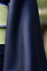スーツ生地の着物 ①斜格子紺（手縫仕立代込み） ※生地確認できます
