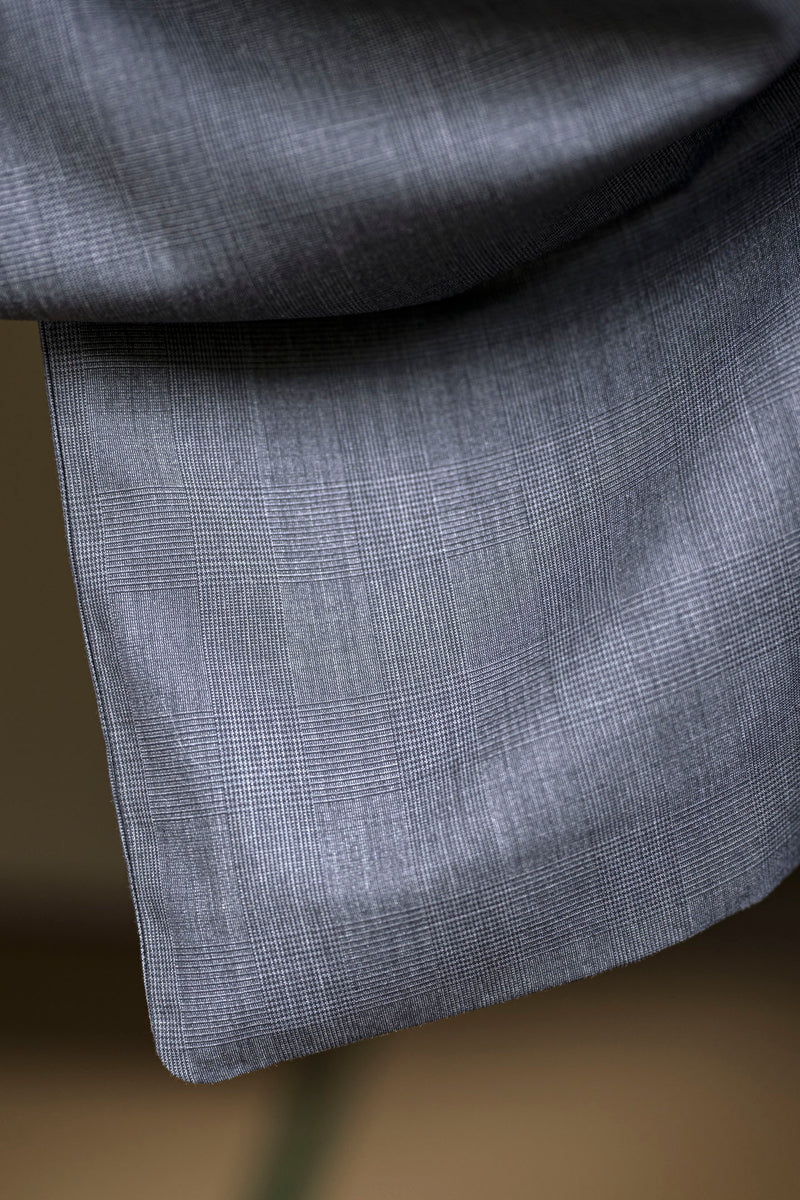 スーツ生地の着物 ②グレンチェック消炭（手縫仕立代込み） ※生地確認できます