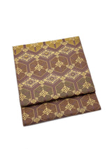 【期限特典】限定１点　大丈夫！と安心感のある西陣織 　本袋袋帯　若松菱/煤竹色