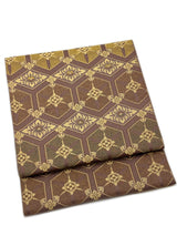 【期限特典】限定１点　大丈夫！と安心感のある西陣織 　本袋袋帯　若松菱/煤竹色