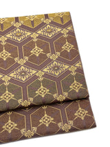 【期限特典】限定１点　大丈夫！と安心感のある西陣織 　本袋袋帯　若松菱/煤竹色