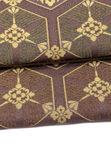 【期限特典】限定１点　大丈夫！と安心感のある西陣織 　本袋袋帯　若松菱/煤竹色