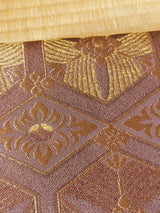 【期限特典】限定１点　大丈夫！と安心感のある西陣織 　本袋袋帯　若松菱/煤竹色