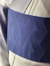 【期限特典/新作】超・半幅帯！大人の上質なリバーシブル小袋帯 網代麻葉 紺青色 博多織 [紅衣オリジナル]