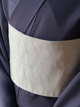 【期限特典/新作】超・半幅帯！大人の上質なリバーシブル小袋帯 網代麻葉 白鼠 博多織 [紅衣オリジナル]