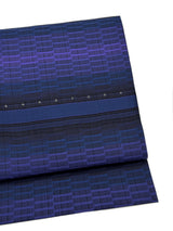 【受注期間終了】今までなかった見目麗しき帯！博多織 九寸名古屋帯 紅間道 紺地濃淡に桔梗紫 ※受注生産