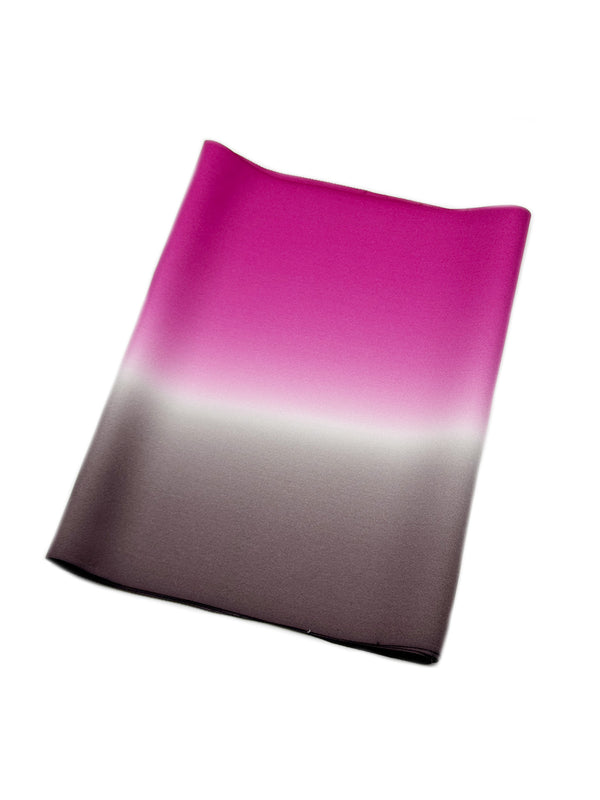 【新色】二色暈し 艶帯揚　ラズベリーレッド×ビターチョコレートブラウン [紅衣オリジナル]