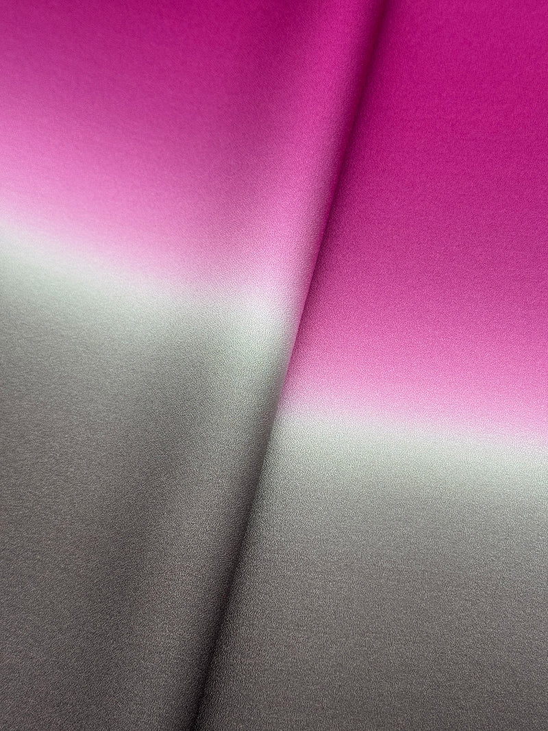 【新色】二色暈し 艶帯揚　ラズベリーレッド×ビターチョコレートブラウン [紅衣オリジナル]