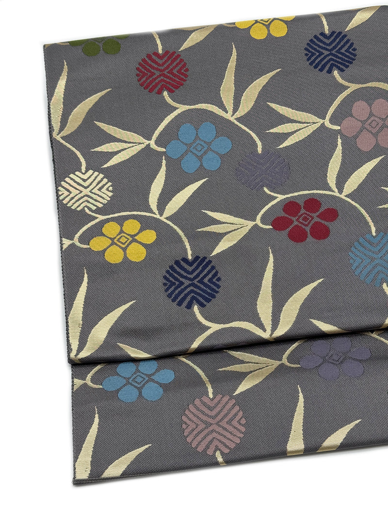 250回記念】1点限定 茶道におすすめ西陣織九寸名古屋帯 ①笹蔓文様