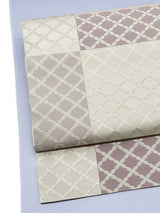 【限定１点/見える福袋20万円←50万円相当】⑦色無地/淡藤色　名古屋帯/変わり市松七宝 白地に紅藤濃淡 　帯締/花紺青　2026年初商