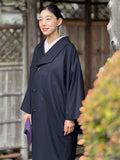 【新作/期限受注】衿元もシルエットもスッキリ！ガード付き 美衿コート 留紺(とまりこん)　[紅衣オリジナル] - 木下着物研究所