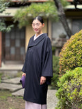 【新作/期限受注】衿元もシルエットもスッキリ！ガード付き 美衿コート 留紺(とまりこん)　[紅衣オリジナル] - 木下着物研究所