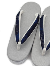 【新作/少量限定】クールだけど優しさもあるカレンブロッソ 鼻緒/紺洋花・台/薄鼠 M/Lサイズ [紅衣オリジナル] - 木下着物研究所