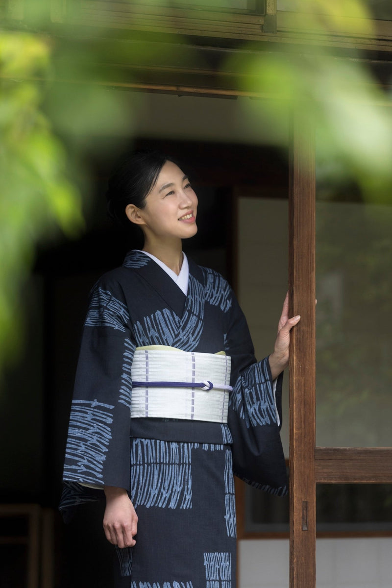 新作/限定3点】 綿紬浴衣 竺仙コラボ 段松葉 /裄ながさんもOK！ [紅衣