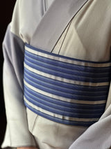 【期限特典/新作】超・半幅帯！大人の上質なリバーシブル小袋帯 網代麻葉 紺青色 博多織 [紅衣オリジナル] - 木下着物研究所