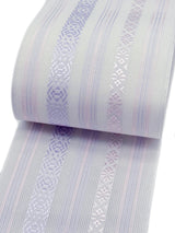 【新作】夏以外も使える！おしゃれな紗の伊達締め/博多織　薄鼠地に青藤と淡紅色　[紅衣オリジナル] - 木下着物研究所