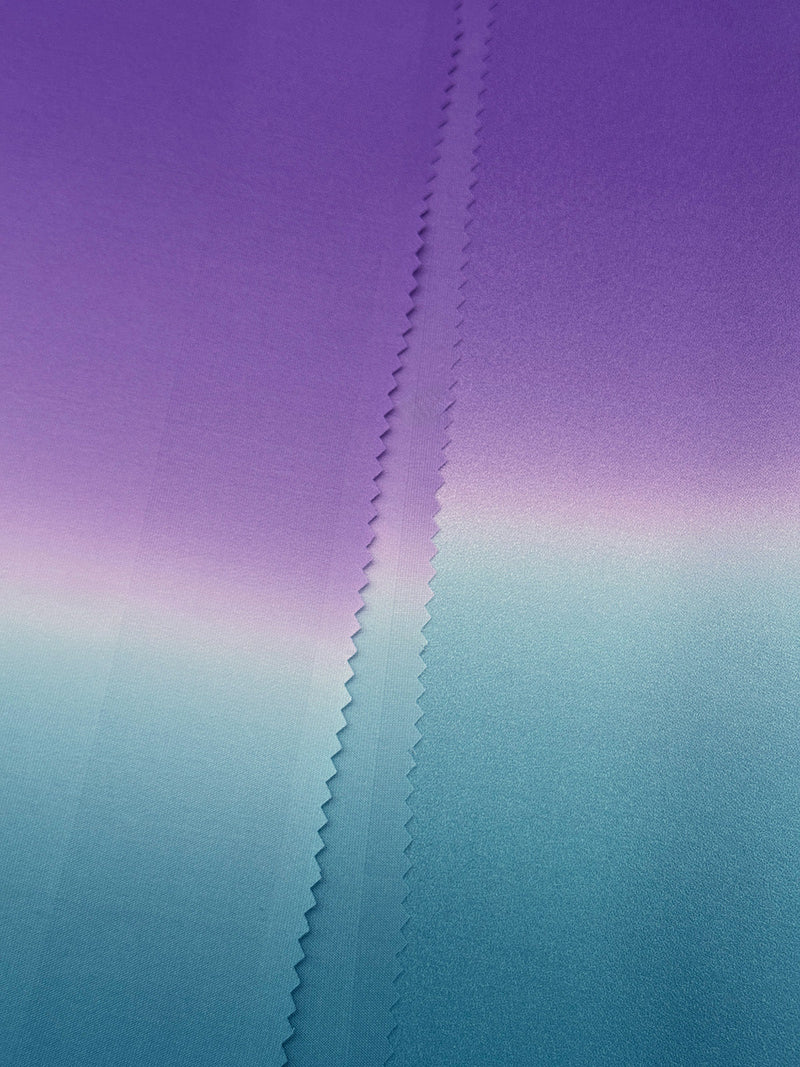 【新色】二色暈し 艶帯揚　ナイルブルー×藤紫[紅衣オリジナル] - 木下着物研究所