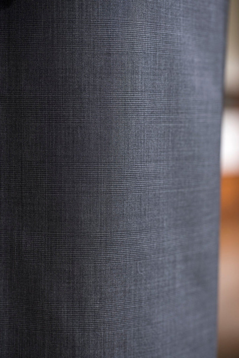 【新作】スーツ生地の着物 ②グレンチェック消炭（手縫仕立代込み） ※生地確認できます - 木下着物研究所