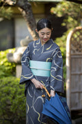 【期限特典/新色】大人の上質な博多織の半幅帯 杉綾 ブルークレール[紅衣オリジナル] - 木下着物研究所