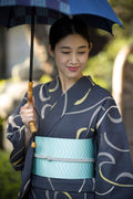【期限特典/新色】大人の上質な博多織の半幅帯 杉綾 ブルークレール[紅衣オリジナル] - 木下着物研究所