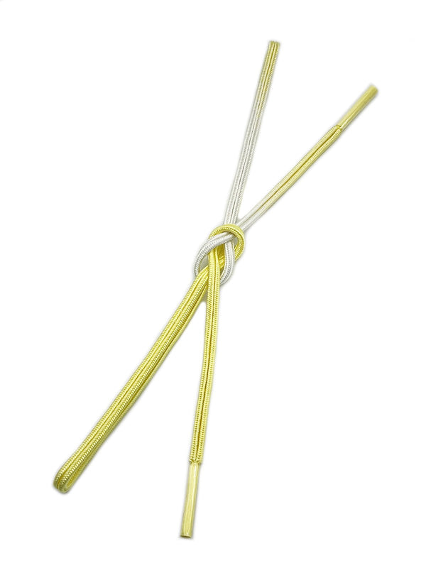 【少量再入荷】ゆるぎ組手組帯締 二色暈し 檸檬色×純白[紅衣オリジナル] - 木下着物研究所