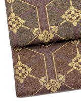 【期限特典】限定１点　大丈夫！と安心感のある西陣織 　本袋袋帯　若松菱/煤竹色 - 木下着物研究所