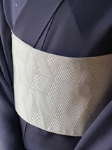 【期限特典/新作】超・半幅帯！大人の上質なリバーシブル小袋帯 網代麻葉 白鼠 博多織 [紅衣オリジナル] - 木下着物研究所