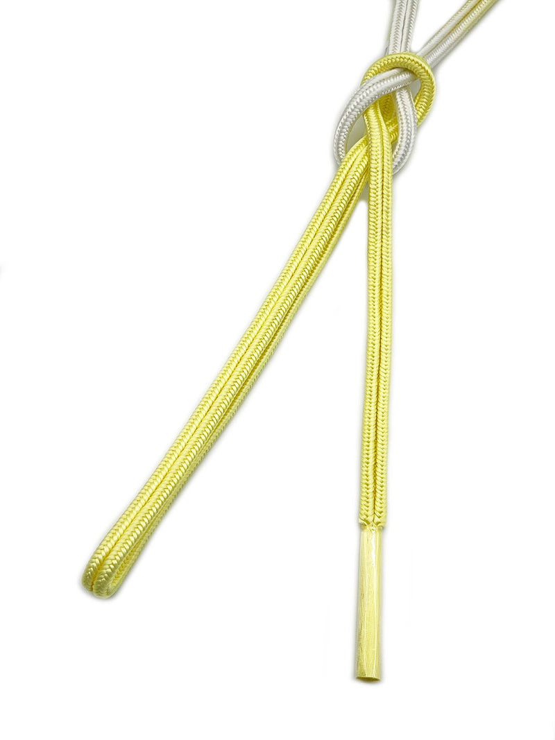 【少量再入荷】ゆるぎ組手組帯締 二色暈し 檸檬色×純白[紅衣オリジナル] - 木下着物研究所