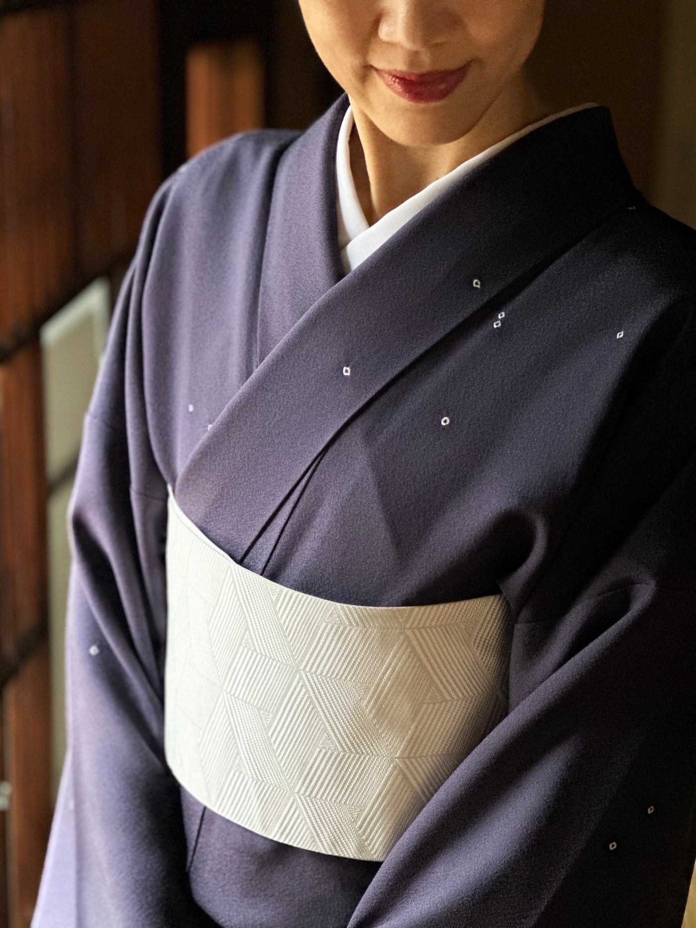 お値下げ❗帯★ 萬葉織 ★袋帯 ★全通 超・半幅帯！大人の上質なリバーシブル小袋帯 網代麻葉 白鼠 博多織