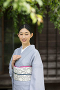【受注終了】 博多織八寸名古屋帯 ペルシャ草花紋　藤色[紅衣オリジナル] - 木下着物研究所