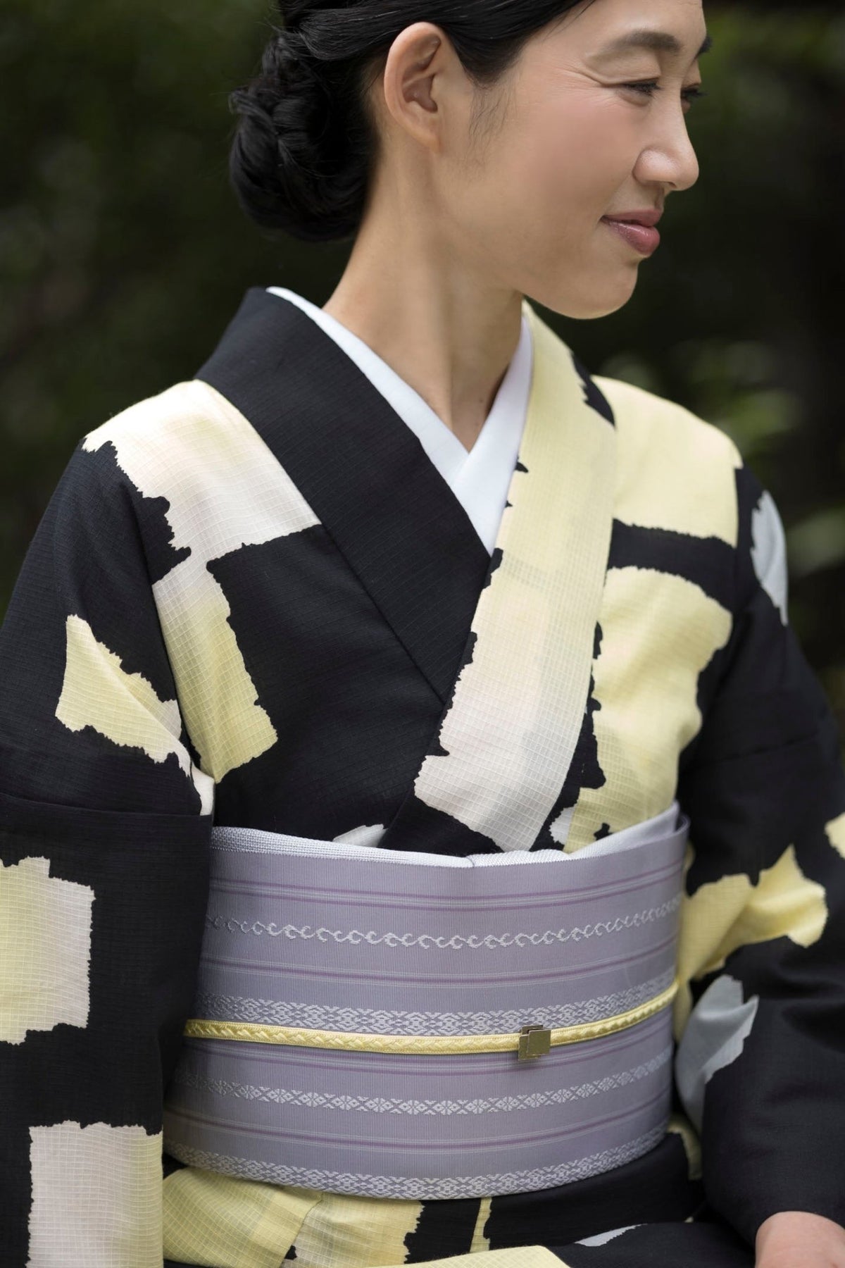 未着用　付け下げ　たたき染め　木々模様　モノトーン　着物　042a p 未着用 付け下げ たたき染め 木々模様 モノトーン 着物 042a p