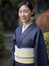 【新作】スーツ生地の着物 ①斜格子紺（手縫仕立代込み） ※生地確認できます - 木下着物研究所