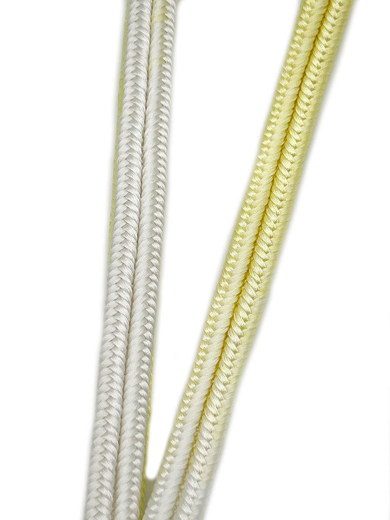 【少量再入荷】ゆるぎ組手組帯締 二色暈し 檸檬色×純白[紅衣オリジナル] - 木下着物研究所