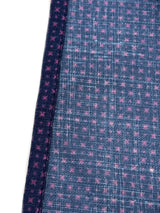 【新作】上質な洗える素材あづま袋　御召十 紺地に躑躅色 [紅衣オリジナル]みゆき袋、三角袋 - 木下着物研究所