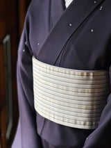 【期限特典/新作】超・半幅帯！大人の上質なリバーシブル小袋帯 網代麻葉 白鼠 博多織 [紅衣オリジナル] - 木下着物研究所