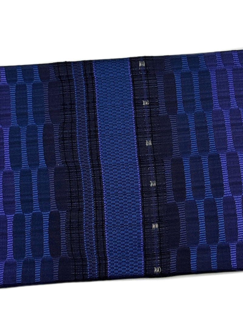 【SHOWROOM/先行ご紹介商品】【新色】見目麗しき帯！クールバージョン！博多織 九寸名古屋帯 紅間道 紺地濃淡に桔梗紫 - 木下着物研究所