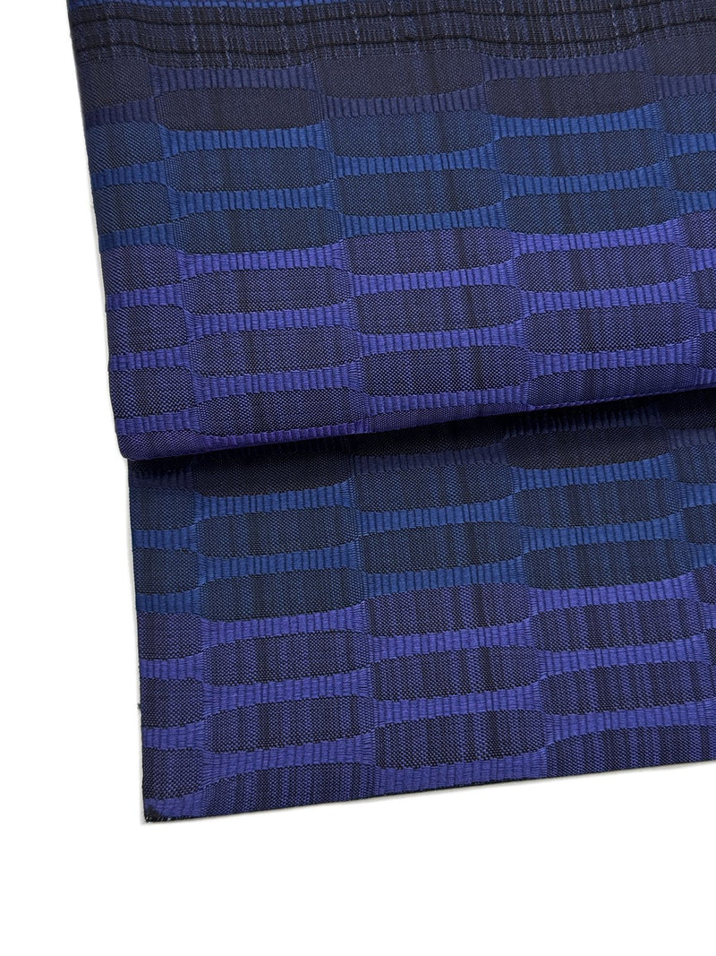 【SHOWROOM/先行ご紹介商品】【新色】見目麗しき帯！クールバージョン！博多織 九寸名古屋帯 紅間道 紺地濃淡に桔梗紫 - 木下着物研究所