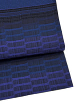 【SHOWROOM/先行ご紹介商品】【新色】見目麗しき帯！クールバージョン！博多織 九寸名古屋帯 紅間道 紺地濃淡に桔梗紫 - 木下着物研究所