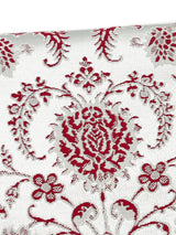 【SHOWROOM/先行ご紹介商品】【新色】 博多織八寸名古屋帯 ペルシャ草花紋　薄鼠地に深紅　[紅衣オリジナル] - 木下着物研究所