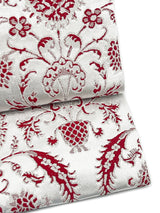 【SHOWROOM/先行ご紹介商品】【新色】 博多織八寸名古屋帯 ペルシャ草花紋　薄鼠地に深紅　[紅衣オリジナル] - 木下着物研究所