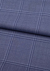 男性のスーツの生地で仕立てる着物(12)薄青霞大格子（手縫い仕立て代込み） - 木下着物研究所