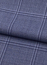 男性のスーツの生地で仕立てる着物(12)薄青霞大格子（手縫い仕立て代込み） - 木下着物研究所